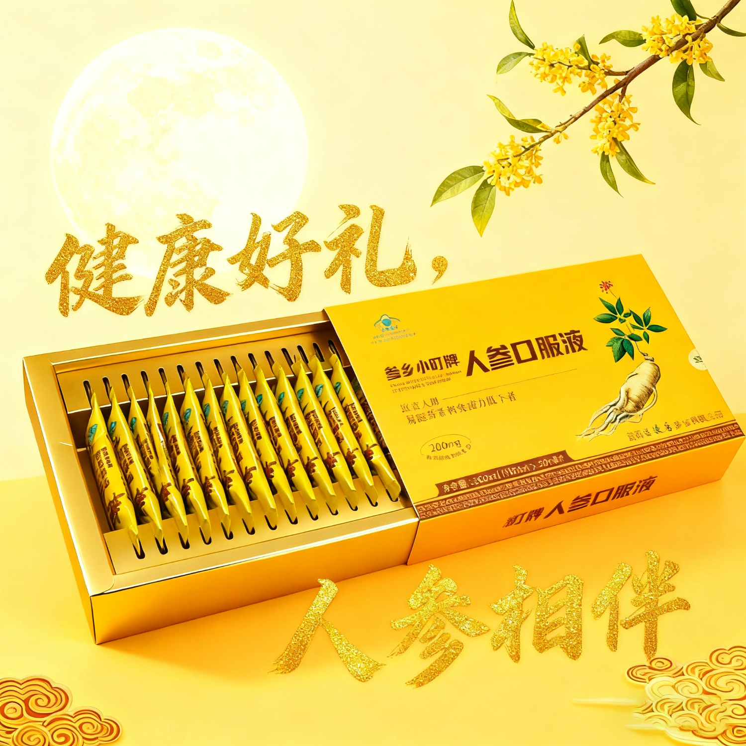 参乡小町长白山人参口服液增强免疫力营养品参皂苷缓解疲劳保健品20条/盒