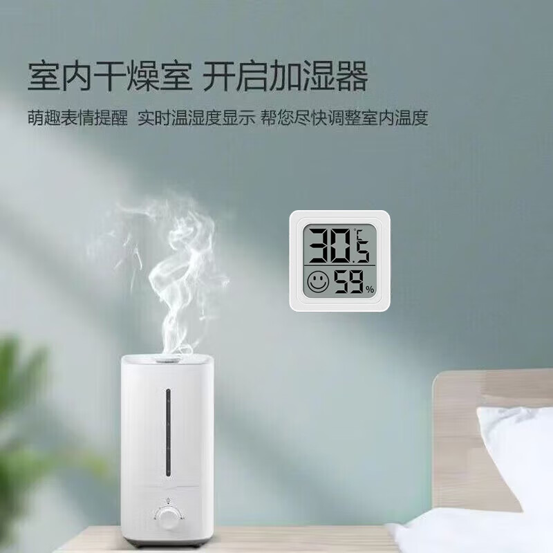 温度计湿度计室内干湿家用电子温湿度显示器迷你便携高精度壁挂式静音 迷你温湿度计/白色