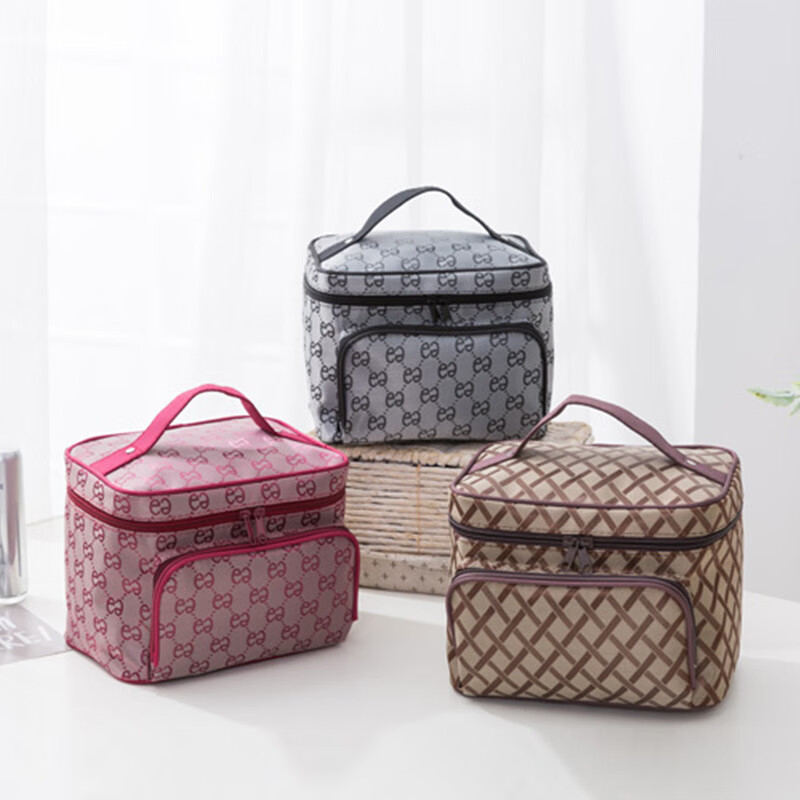 【甄选严选】新款韩版多功能防水旅行化妆包大容量手提女收纳包拉 四叶花大红色