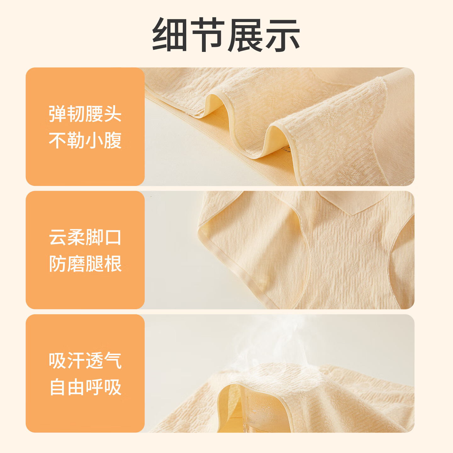 古今（GUJIN）内裤女士棉质无痕高腰收腹隐形收小肚子抗菌透气妈妈内裤50-60岁 香槟+雾蓝+藤紫 3条 2XL 175/100