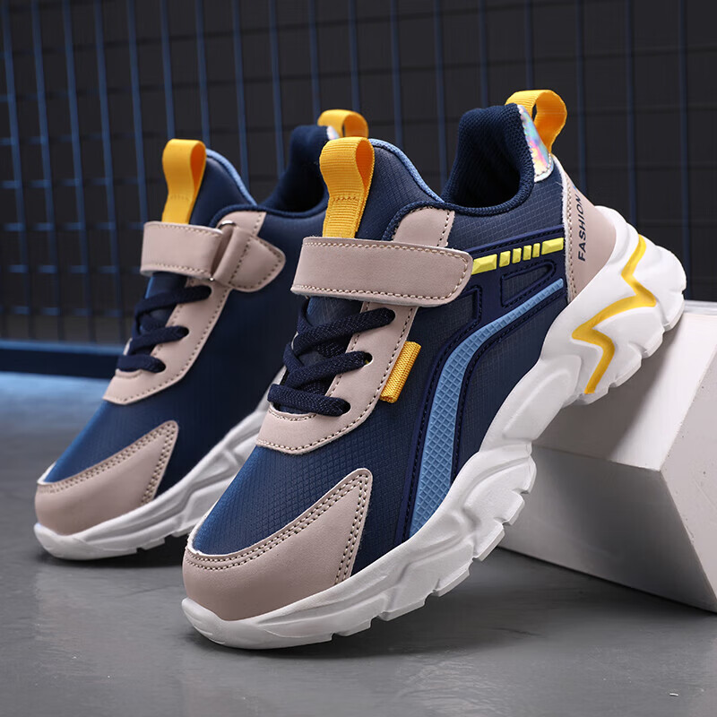 贝天熊儿童春夏跑步鞋男女童中大童鞋网面透气童鞋运动休闲鞋 850深蓝【秋冬革面】 39 内长24.7/脚23.7 京东折扣/优惠券