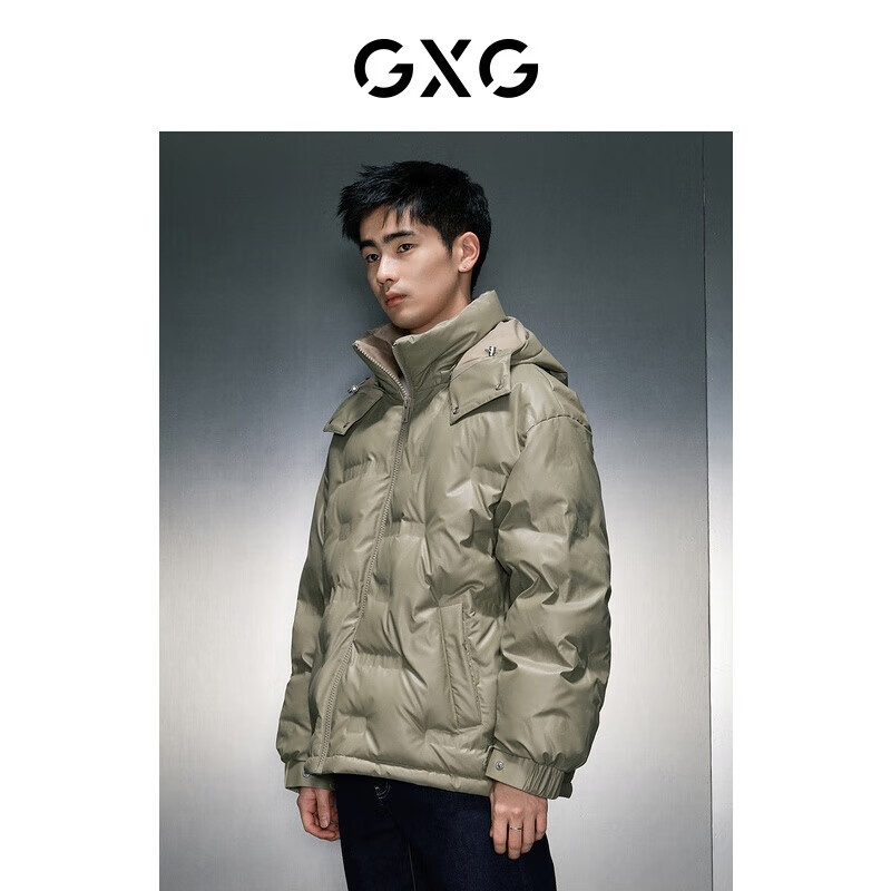 GXG男装反季多款低价羽绒服 GEX1D2526544卡其色连帽短款羽绒 XL