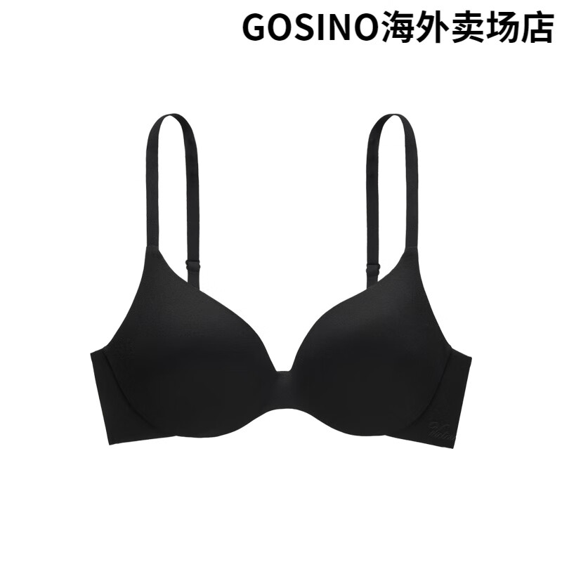 维多利亚的秘密（Victoria's Secret）2件498|维密 舒适弹力肩带大胸显小薄款粉底液文胸内衣女25夏 54A2黑色 70A 32A