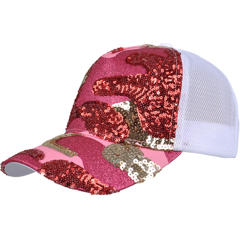 卡蒙(Kenmont)時(shí)尚透氣網(wǎng)眼鴨舌帽女防曬遮陽亮片棒球帽韓版百搭休閑帽子 粉紅色 M 可調(diào)節(jié)(57c)