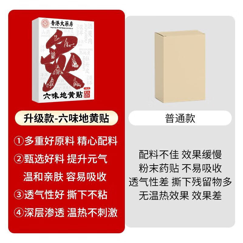 香港大药房六味地黄贴草本萃取温灸热敷深层渗透肾俞穴位贴膏温和滋养筋骨贴 10盒100贴【买5赠5】家庭分享装