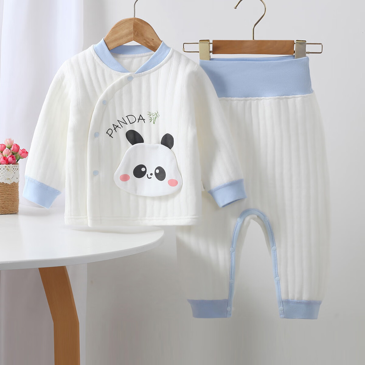 安贝九彩鸟新生婴幼儿秋冬保暖分体套装男女宝宝偏襟和尚服三层夹棉无骨高腰 绿色【保暖套装】 73 cm 【6-9个月】