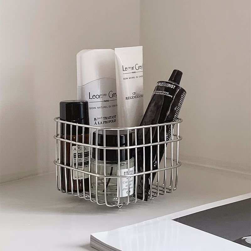 咏幻304不锈钢浴室洗漱用品收纳置物架淋浴房挂篮卫生间沐浴露收 304不锈钢正方型筐