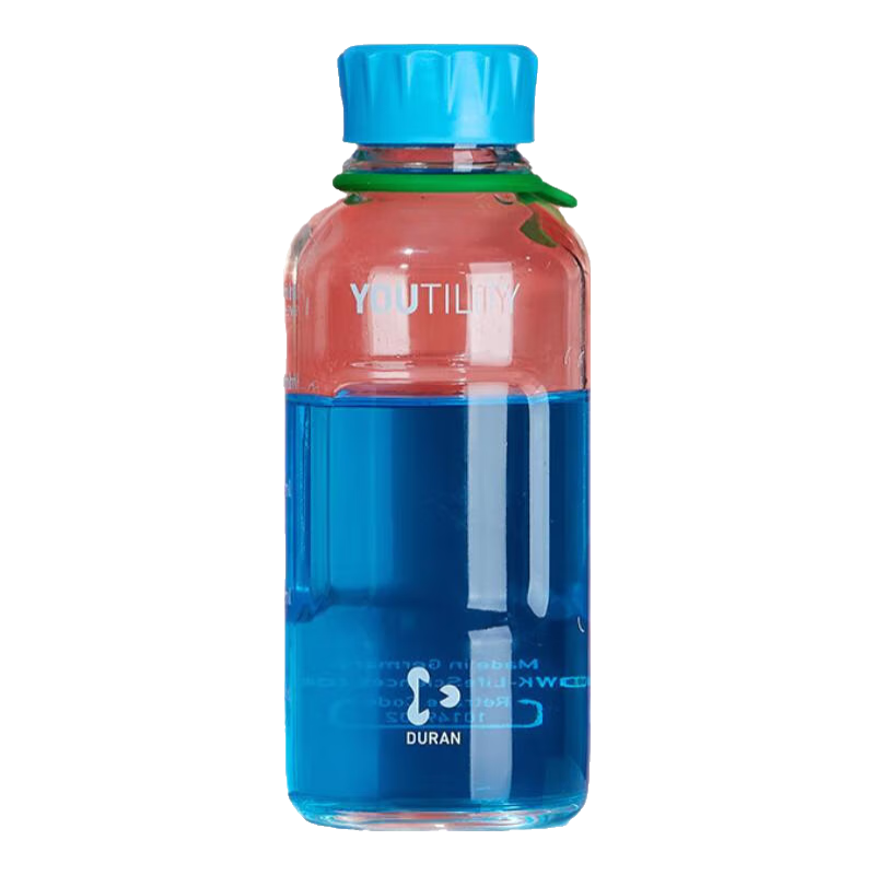比克曼生物 YOUTILITY玻璃瓶肖特DURAN透明藍(lán)蓋高硼硅試劑瓶抓握舒適 YOUTILITY玻璃瓶（透明）500ml 1個(gè)