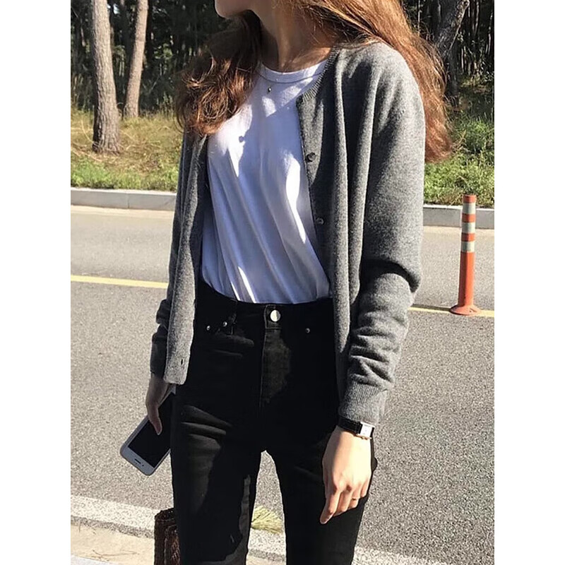 俞兆林针织衫女秋冬2025新款开衫外套女外搭显瘦打底衫毛衣慵懒风上衣 黑色 【时尚百搭】 均码 (适合80-140斤)