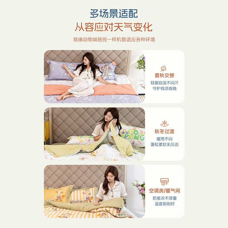 雅赞被子秋冬疯狂动物城联名款可水洗羽丝棉内胆亲肤免被套 迪士尼-淘气尼克（纯棉磨毛） 春秋标准被200*230cm（约重5.2斤 适用15-25℃）