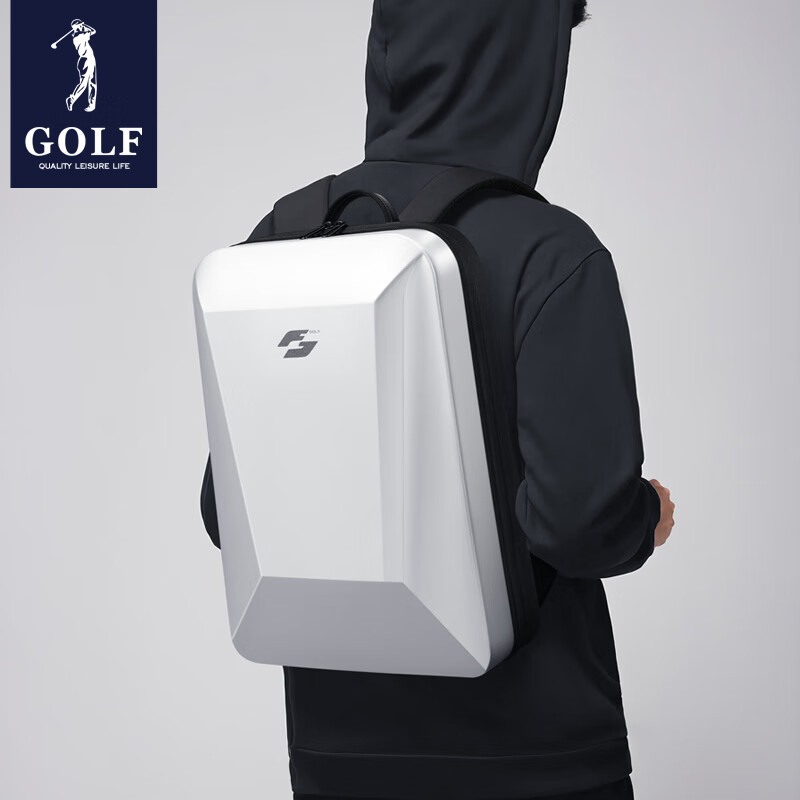 高尔夫（GOLF）双肩包男士休闲背包男女初中高中大学生电脑书包旅行包【Q】 款式3-银色