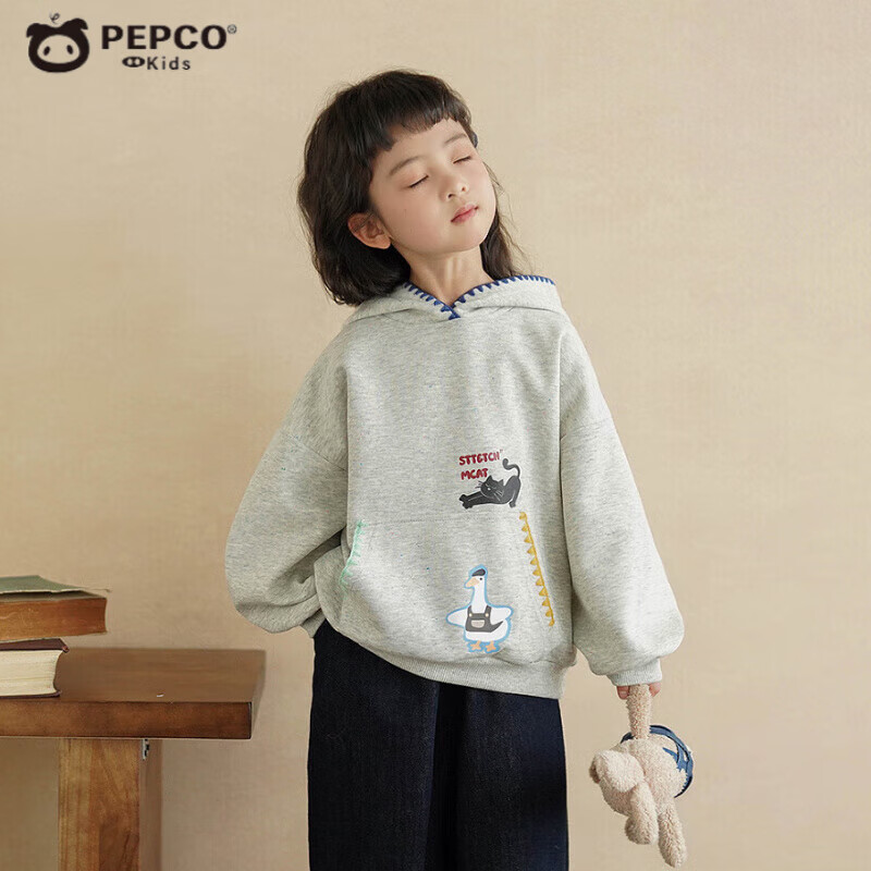 小猪班纳(PEPCO)女童上衣春秋季新款卡通印花贝壳绣儿童连帽卫衣宝宝秋装长袖 KB【贝壳绣】连帽卫衣 100 (建议身高90-100cm)