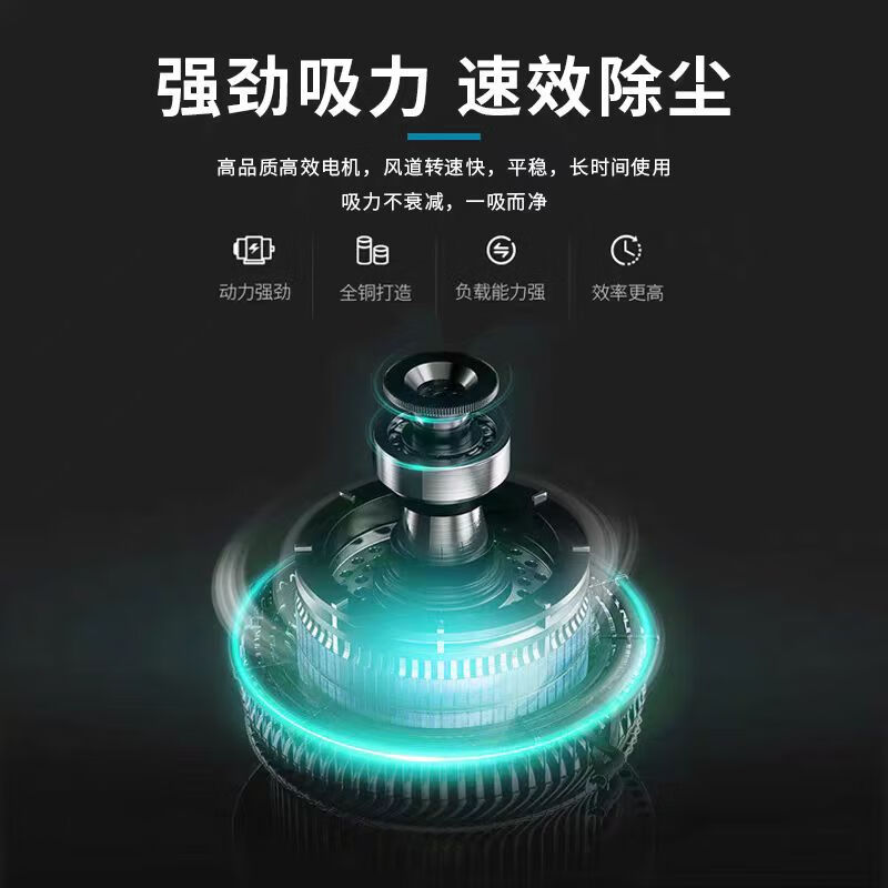 MOTOFEEL无线吸尘器锂电手持工业车载家用大功率强劲吸力深度清洁宠物猫毛床地除尘小体积大吸力 蓝色两电一充