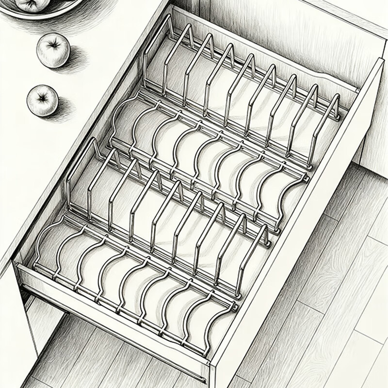 尔思家厨房柜内碗碟碗盘沥水架碗架家用多功能碗筷收纳筐家庭收纳整理架 特厚特粗304不锈钢碗架+碟架【生锈包退】