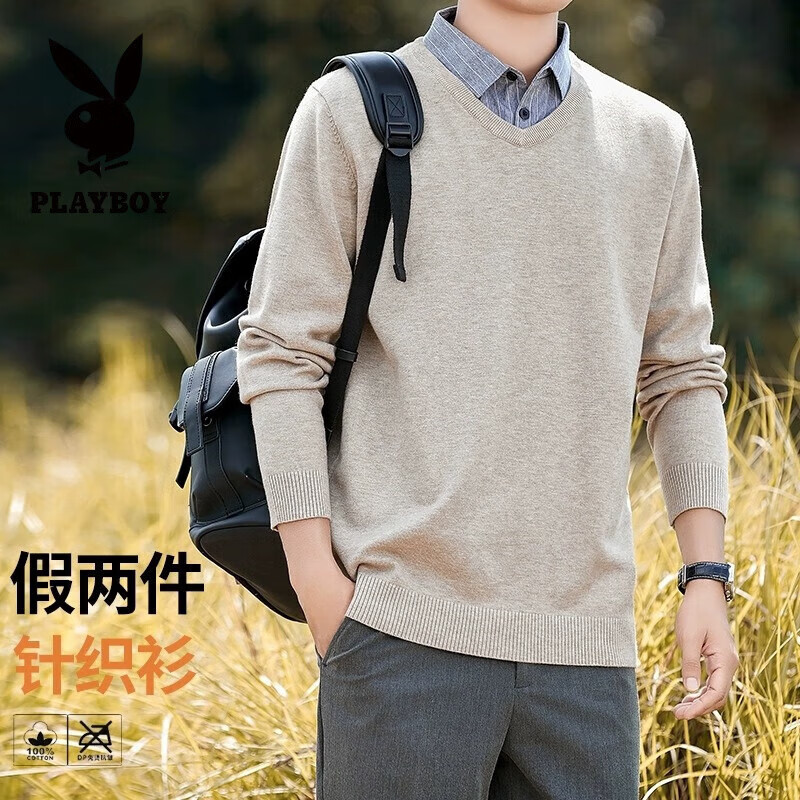 ���ڲ������������ӣ�PLAYBOY���Ӻ��������֯�����ﶬ�����䱣ů������ë����ʿ��װ���������� V�쿨��ɫ ���＾�¿ 4XL ������175-195� 125Ԫ