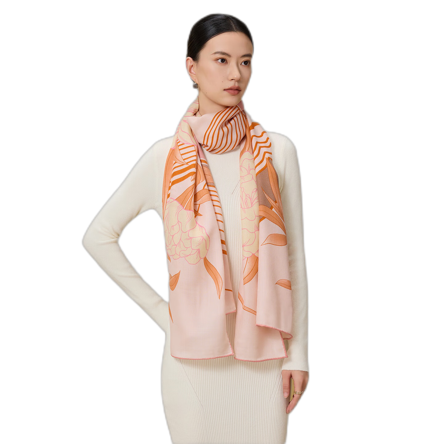 寶石蝶真絲羊毛圍巾女秋冬季25新款保暖圍巾禮盒大披肩媽媽女生日禮物女