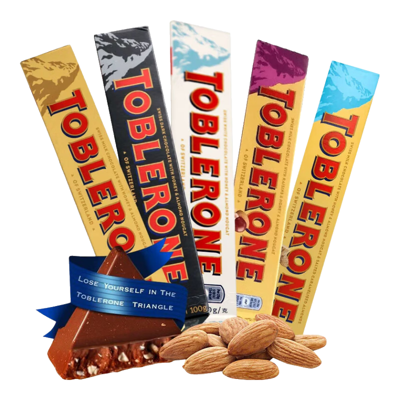 三角（Toblerone）瑞士三角坚果巧克力TOBLERONE 巧克力100g休闲食品零食喜糖 牛奶味100g*3条 袋装 300g