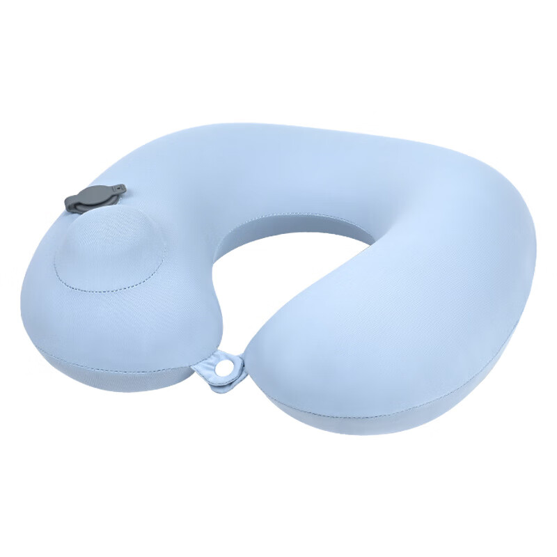 AILUKI日本旅行u型枕按压充气枕头吹气便携长途飞机护颈枕高铁火车睡觉 【可拆洗】清凉冰丝-深灰