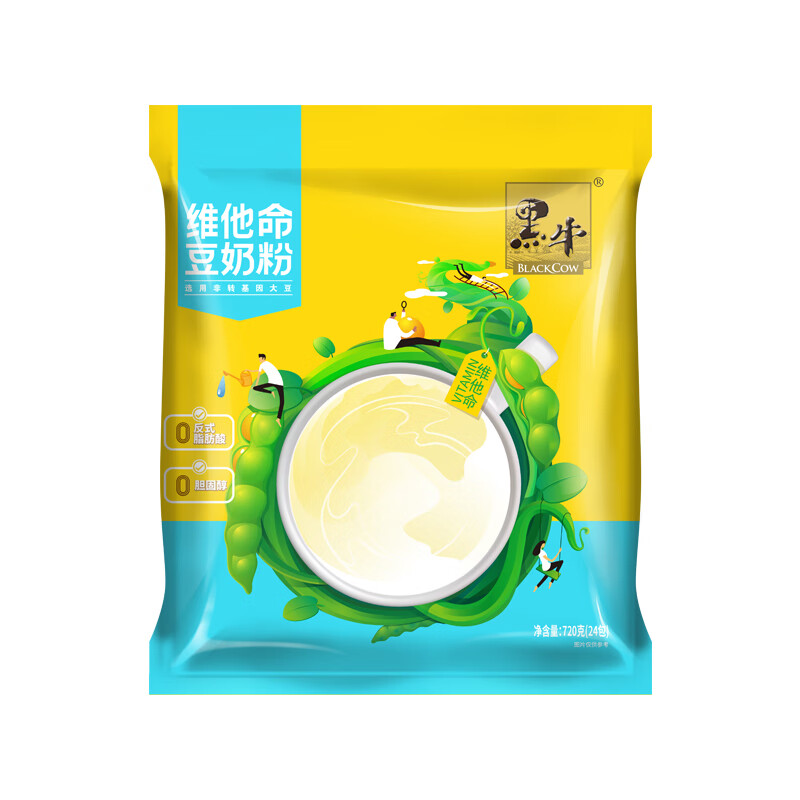 黑牛（BLACKCOW）維他命豆奶粉720g營養(yǎng)谷物豆?jié){粉童年豆奶粉沖泡飲料早餐速溶豆奶 維他命豆奶粉720g*1袋（24小包）