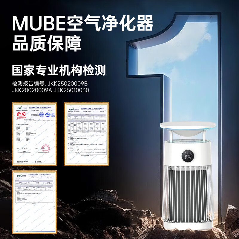 MUBE【德国品牌】宠物空气净化器家用猫毛狗毛发吸毛机器去浮毛除过敏源除烟味除臭味异味负离子除甲醛 大空间丨除过敏源丨净除猫毛