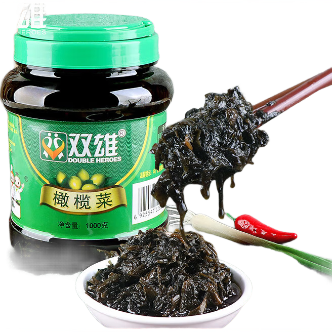 雙雄橄欖菜下飯菜大瓶裝潮汕特產(chǎn)開(kāi)胃菜拌飯炒菜咸菜腌菜醬菜商用 橄欖菜1000g*1瓶