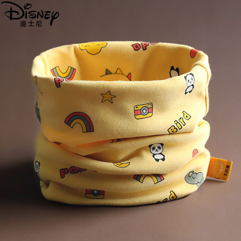 迪士尼（Disney）A类纯棉儿童围脖宝宝秋冬脖套男小孩冬季套头婴儿围巾防风保暖女 卡皮巴拉-姜黄 0-10岁