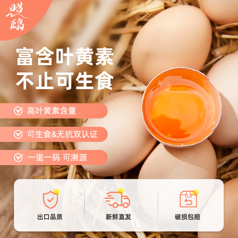 照临高叶黄素可生食鸡蛋30枚礼盒新鲜现捡鸡蛋高营养蛋无抗无菌生鲜 叶黄素可生食30枚