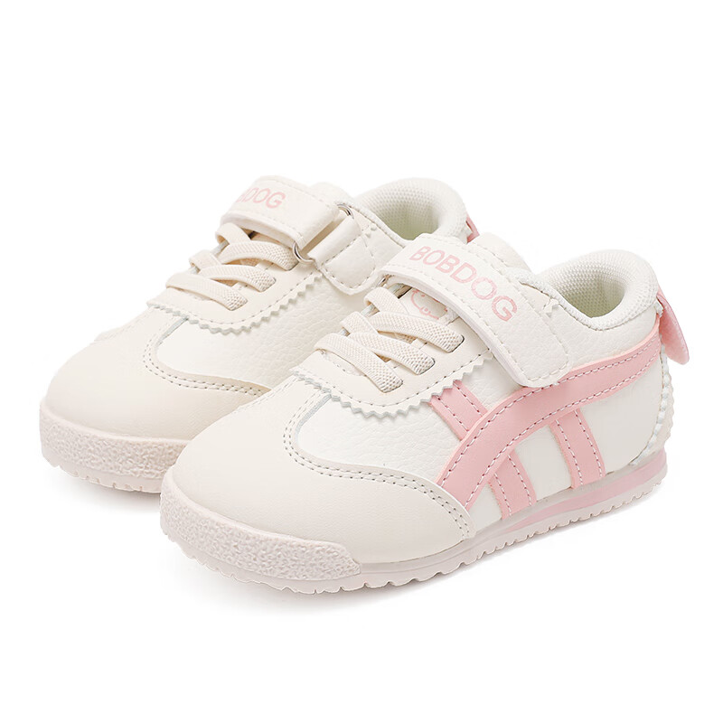 巴布豆童鞋秋季男宝宝儿童学步鞋软底轻便2025新款女童机能鞋 米/果粉 26 适合脚长15.3cm