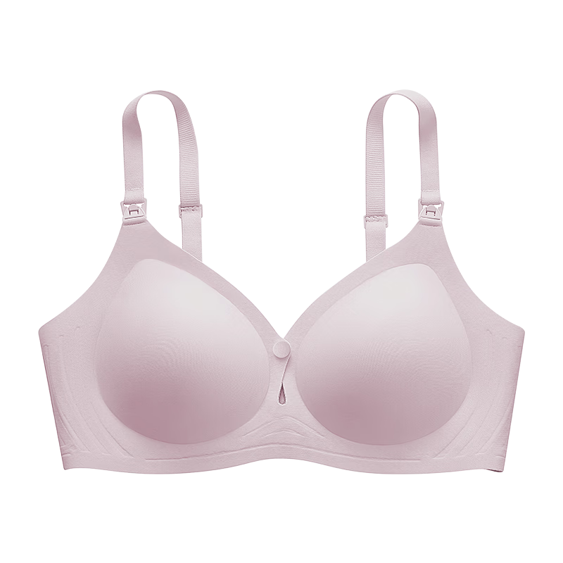 嫚熙（EMXEE）小漣漪哺乳文胸單扣前開(kāi)扣防下垂聚攏內(nèi)衣 柔霧杏【7A抗菌防螨 】 XXL