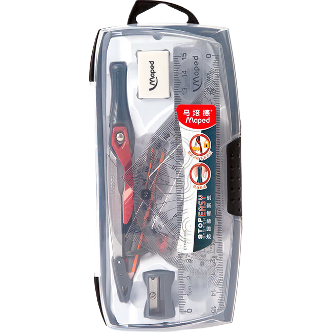 馬培德（Maped）圓規(guī) 學(xué)生文具考試專用繪圖工具可夾筆鉛芯金屬圓規(guī)尺子套裝初高中生工程制圖繪圖工具 創(chuàng)新智能圓規(guī)8件套 196608CH