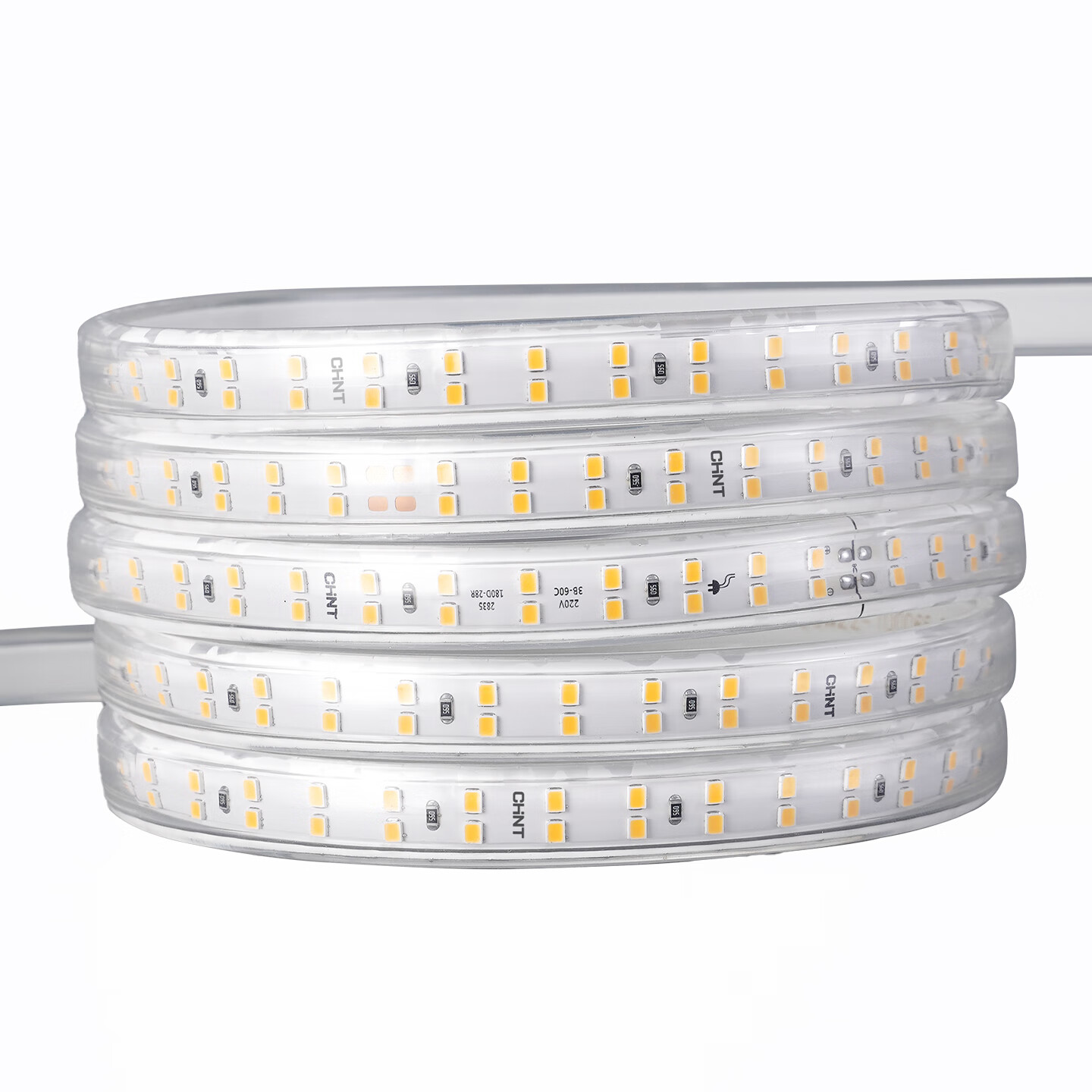 正泰220v灯带led灯条客厅吊顶家用照明天花板氛围防水线形软灯条超亮 双排明亮光【180珠金黄光】 本链接为单米价 需另外购买配件包