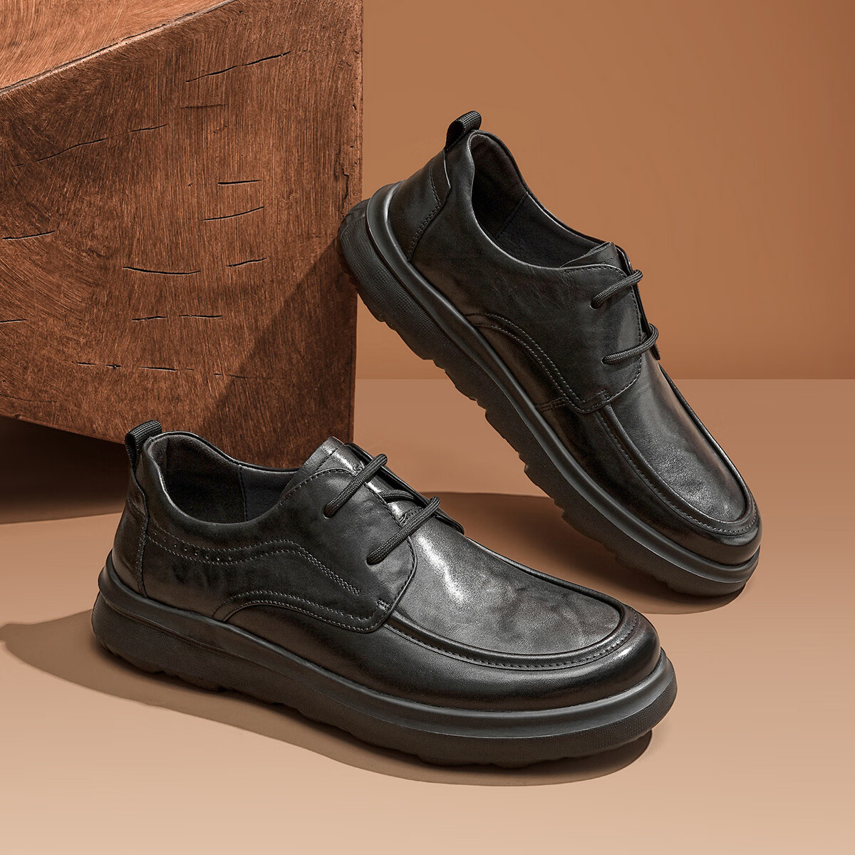 星期六男鞋时尚牛皮商务正装皮鞋百搭系带休闲皮鞋男职场通勤鞋子男
