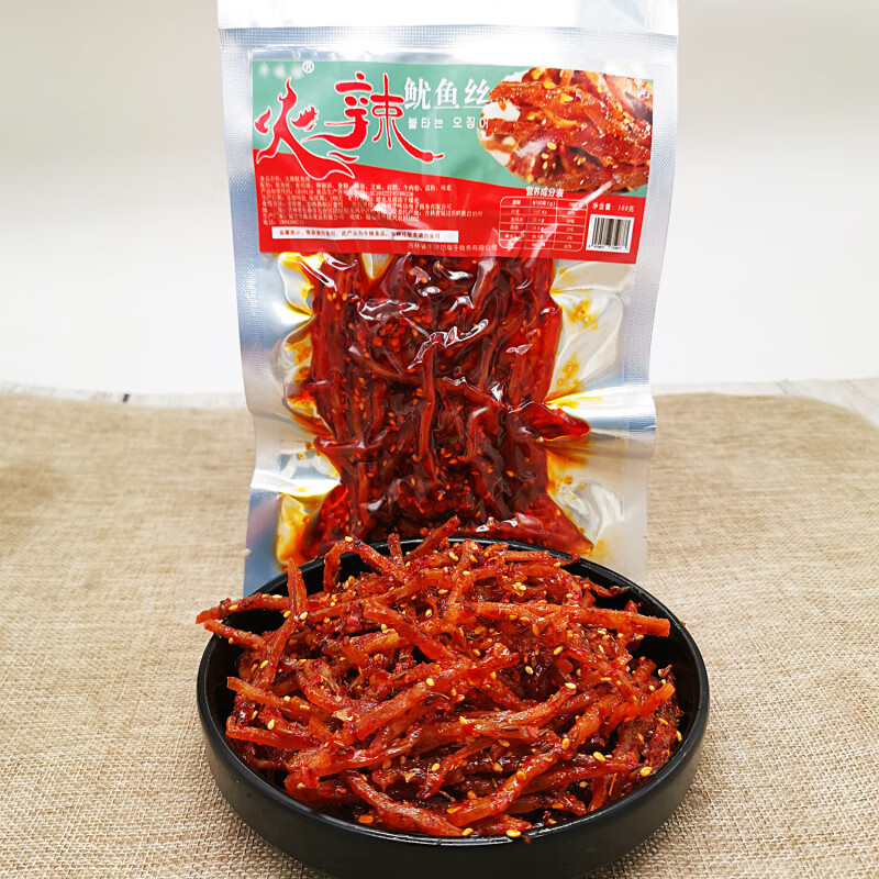 牛味坊火辣鱿鱼丝香辣明太鱼丝100g休闲海鲜即食零食延边朝族鱿鱼 火辣鱿鱼丝1袋