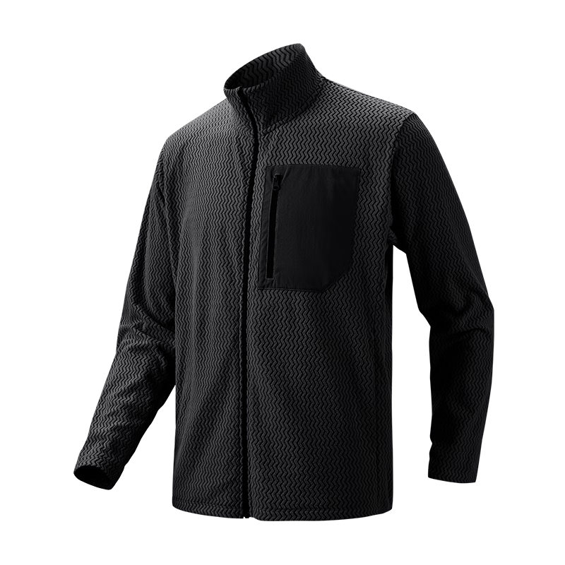 京东京造F2系列抓绒衣保暖夹克外套男新年衣服立领开衫 黑松露 L