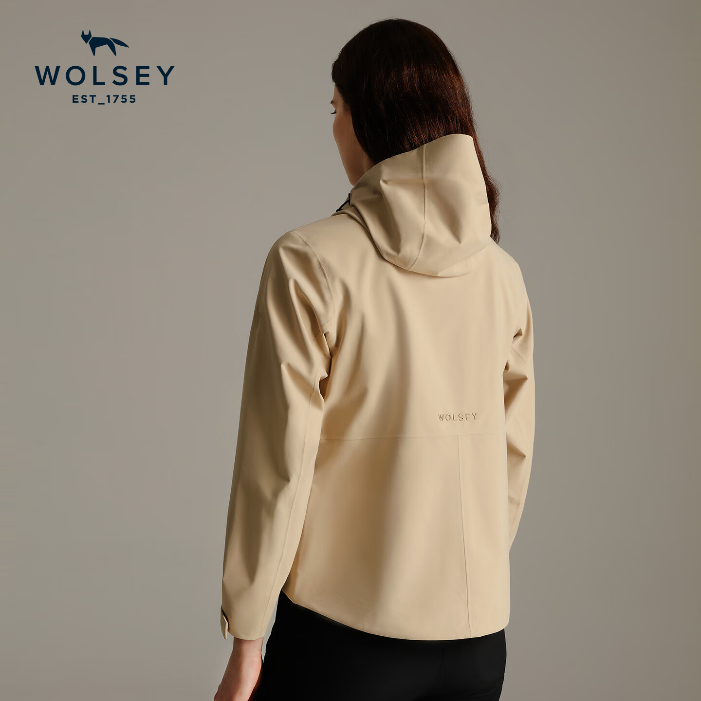 WOLSEY【防风防水】单层3L冲锋衣男女款通勤透气连帽夹克春秋外套 浅蓝灰色-女款 XL 【男款180女款175】