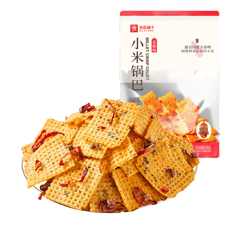 良品铺子小米锅巴花椒味400g办公室下午茶点心解馋休闲零食饼干膨化食品
