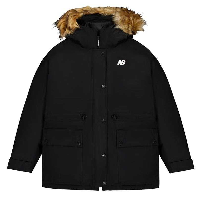 NEW BALANCE NB官方女款冬季毛领休闲潮流百搭保暖防寒短款鸭绒运动羽绒服 BK AWJ53381 M
