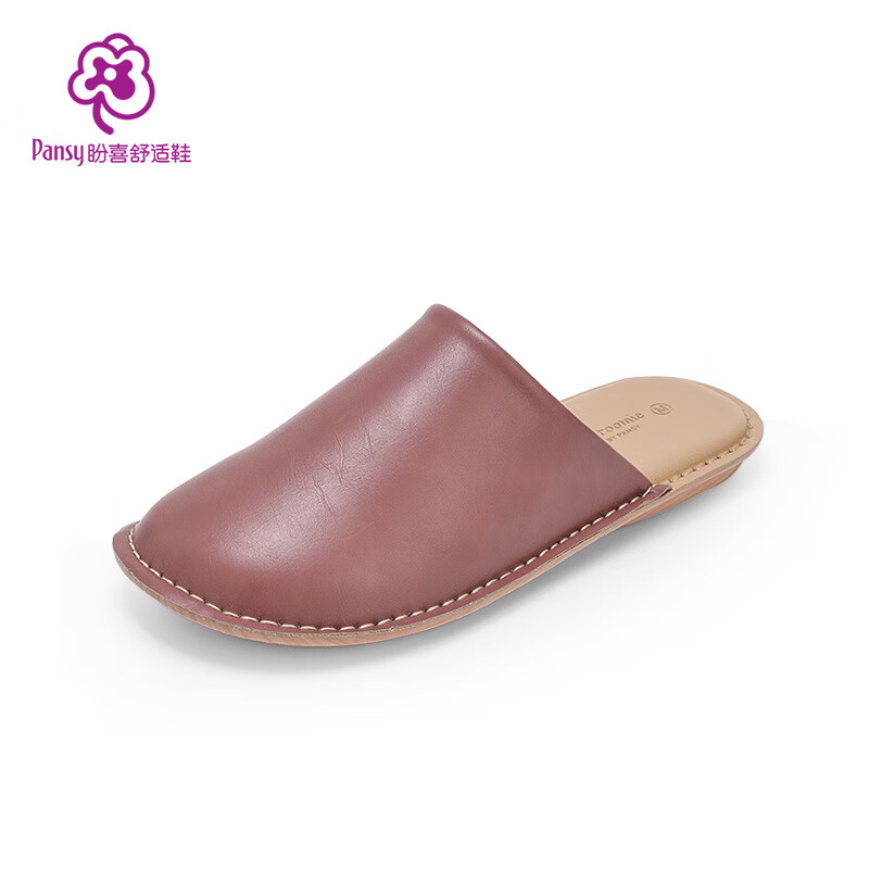Pansy盼喜日本室內居家包頭拖鞋日式靜音柔軟家居鞋女士拖鞋 玫紅色 35-36 M_