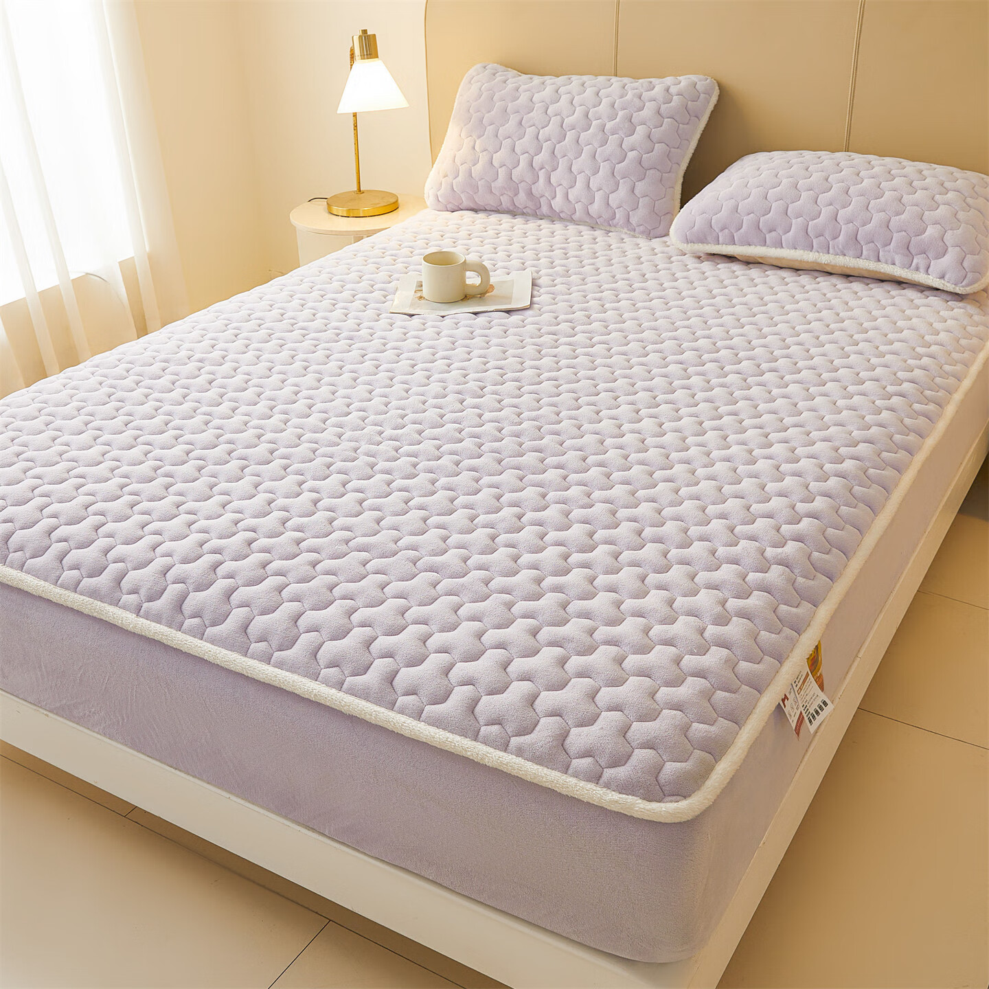 雅鹿牛奶绒夹棉床笠1.8米x2米床单床套罩床垫保护套加厚a类母婴三件套 牛奶绒夹棉床笠-雪青【A类加绒加厚】  180*200三件套+30cm高度