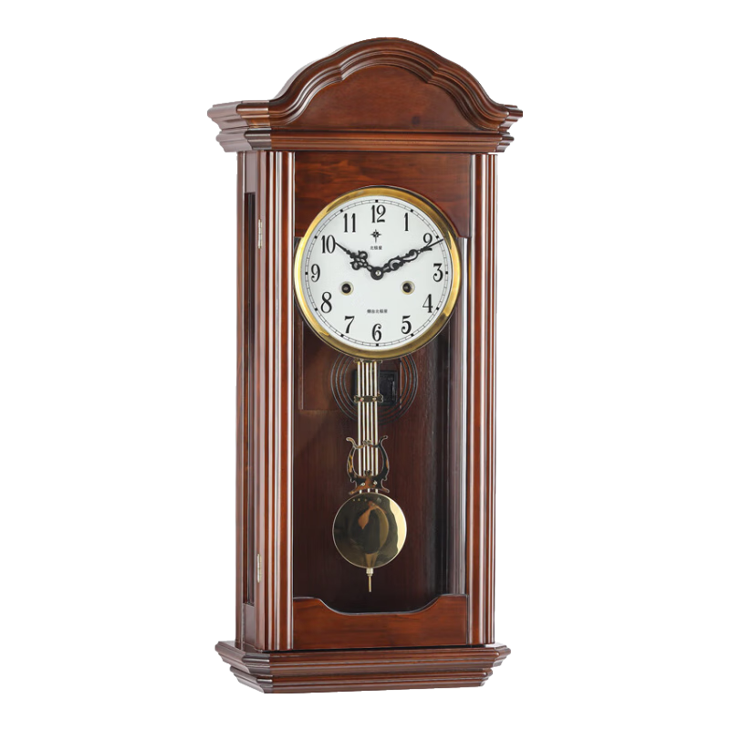 北極星百年品牌復古實(shí)木裝飾掛鐘黃銅精致報時(shí)鐘表銅制機芯打點(diǎn)報時(shí)擺鐘 2269
