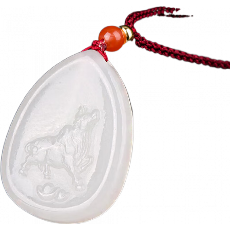 七彩雲南【新品】和田玉白玉十二生肖本命無(wú)事牌中式國風(fēng)玉吊墜送女友禮物 牛