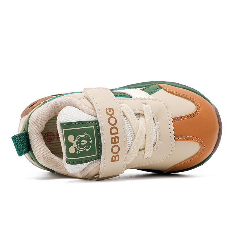 巴布豆童鞋儿童宝宝鞋2025新款秋季一岁男童软底幼童鞋男宝学步鞋 深米/森林绿 29 适合脚长17.2CM