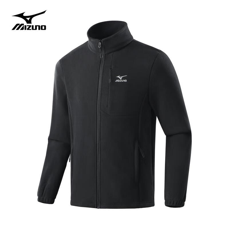 美津浓（MIZUNO）户外抓绒衣男夹克外套出行保暖防风百搭舒适春秋上衣 黑色 L