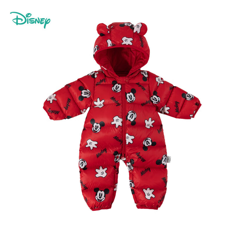 迪士尼（Disney）童装男童女童新年红色羽绒连体衣婴幼童米奇卡通舒适保暖冬季新款 红色米奇 80 （建议9-15个月身高73-80cm)