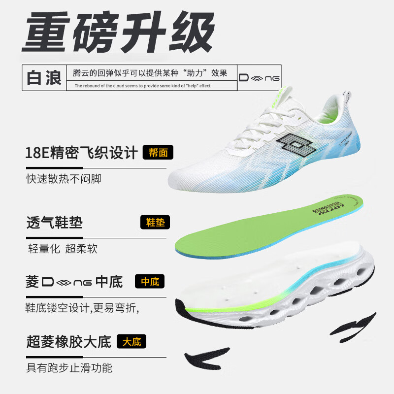 乐途(LOTTO)男鞋跑步鞋男白色运动鞋男官方秋季新款减震轻量户外休闲鞋情侣 白/蓝【男款】 42