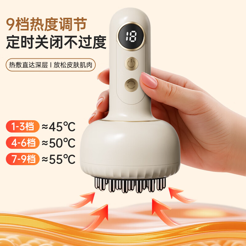 荣事达电动经络刷按摩器家用全身通用揉腹仪热敷震动刮痧肩颈腹背按摩神器节日送父母长辈老婆女友礼物 白色【送父母长辈节日礼物】25年新款+送精油