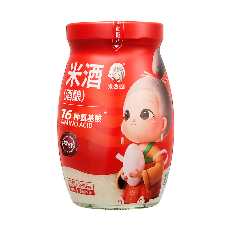 米婆婆 米酒醪糟酒酿 糯米甜酒月子米酒湖北特产 870g 1瓶