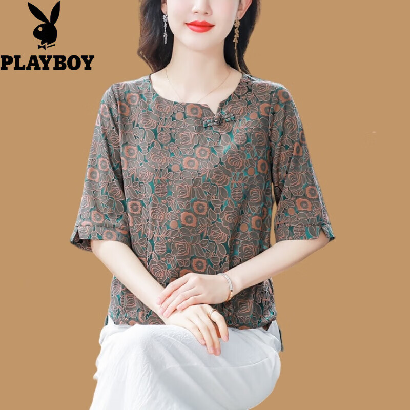 真丝衬衫女中老年妈妈装上衣小衫母亲节洋气衣服t恤