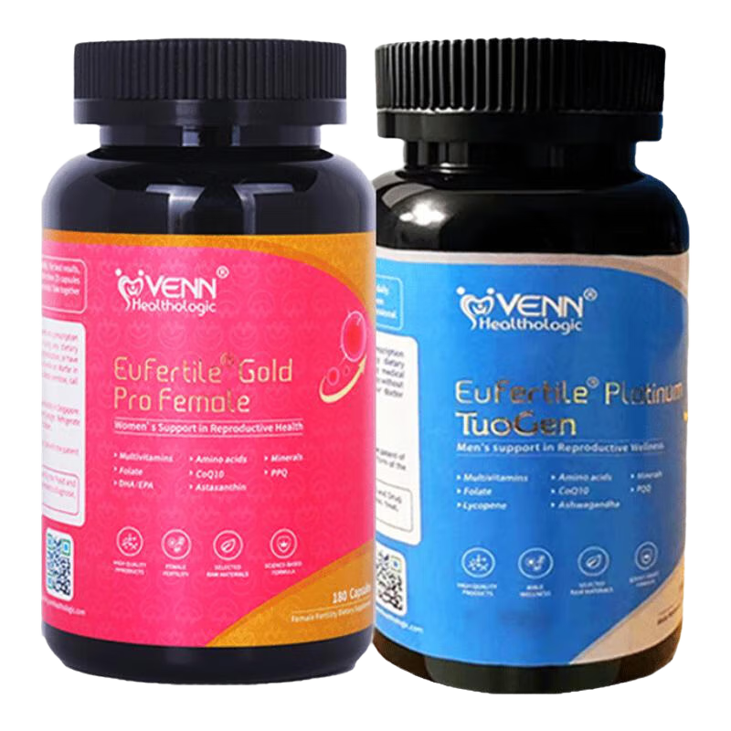 VENN Healthologic红妥孕运妥金助备孕提升卵子质量改善卵巢功能卵泡活性叶酸肌醇 夫妻高效备孕套餐 360粒*2瓶 【红妥1+妥金1】