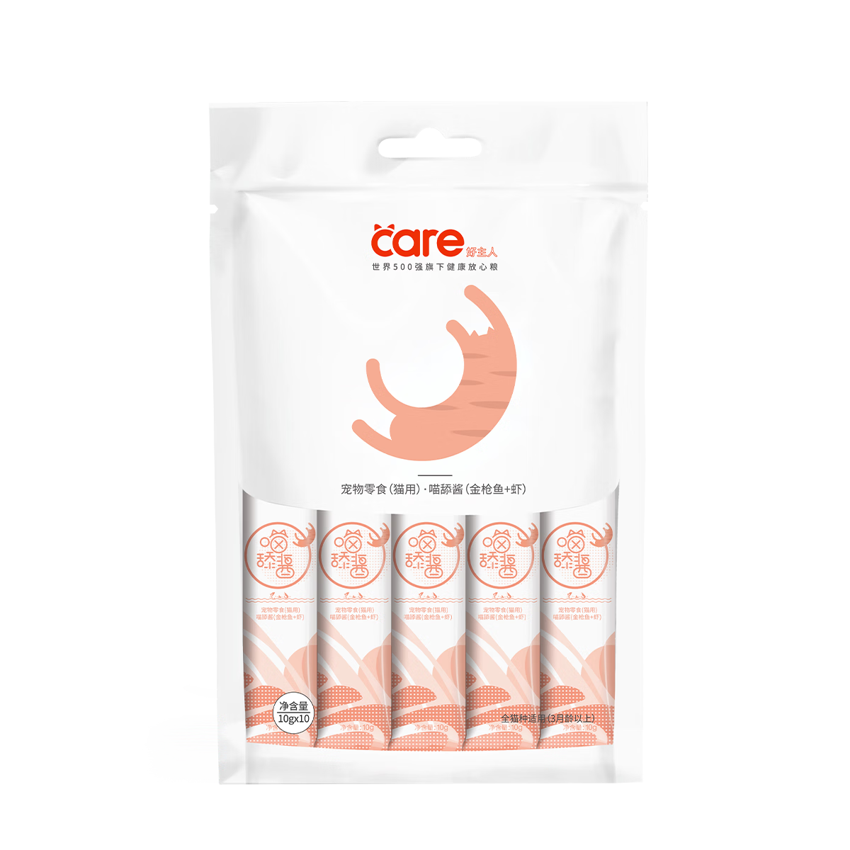 好主人猫零食 成猫幼猫通用营养增肥 100g 喵舔酱/金枪鱼+虾味10g*10条